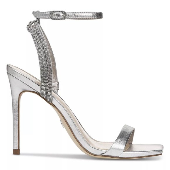 SAM EDELMAN Women's Opehlia Rhinestone Evening Sandals Silver 7 - Picture 2 of 9
